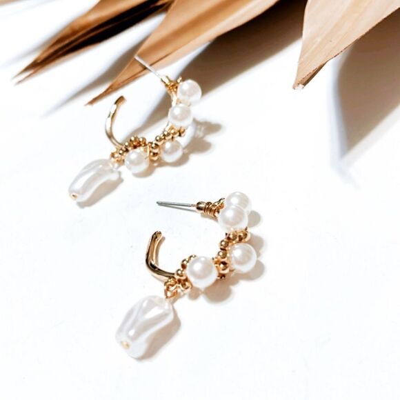 Pearl hoop earrings #282 - Picture 2 of 4